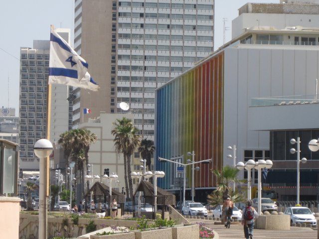 The Walk Way Tel Aviv Beach Colorful painting by artist Agam