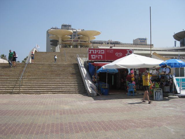 Steps up to Ben Gurion St and the Panorama Restaurant