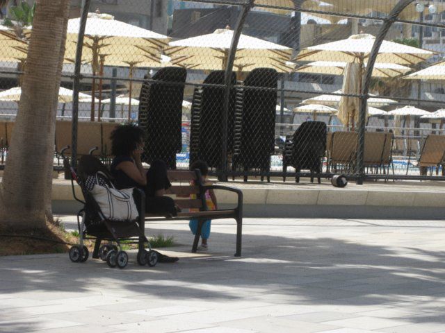 Quiet time Mother and Child Tel Aviv Marina