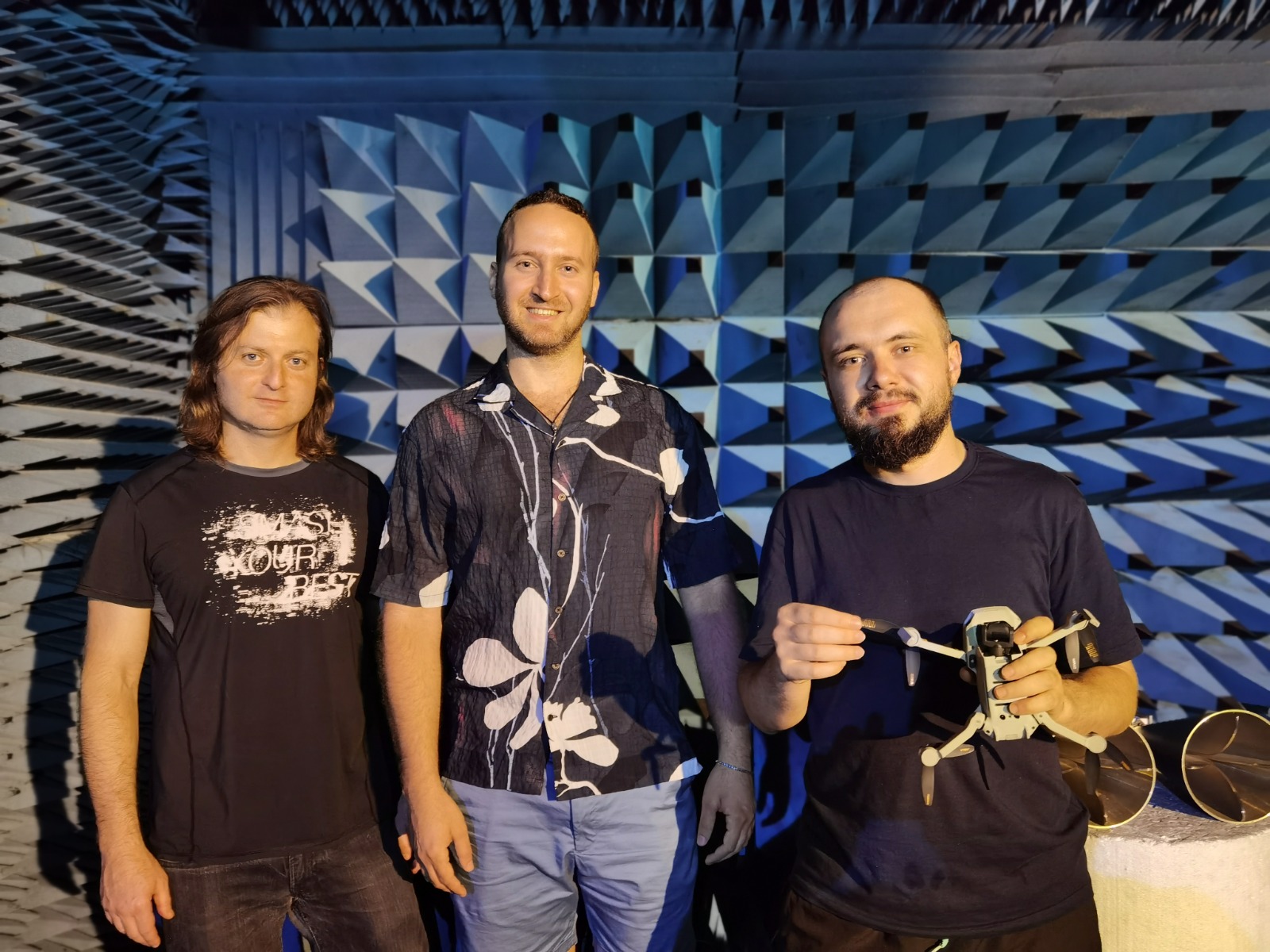 The research team (Left to Right): Prof. Pavel Ginzburg, Omer Tzidki & Dmytro Vovchuk. Photo credit: Anton Kharchevskii